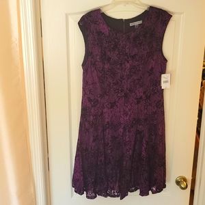 NWT Danny and Nicole Eggplant lace overlay dress size 16